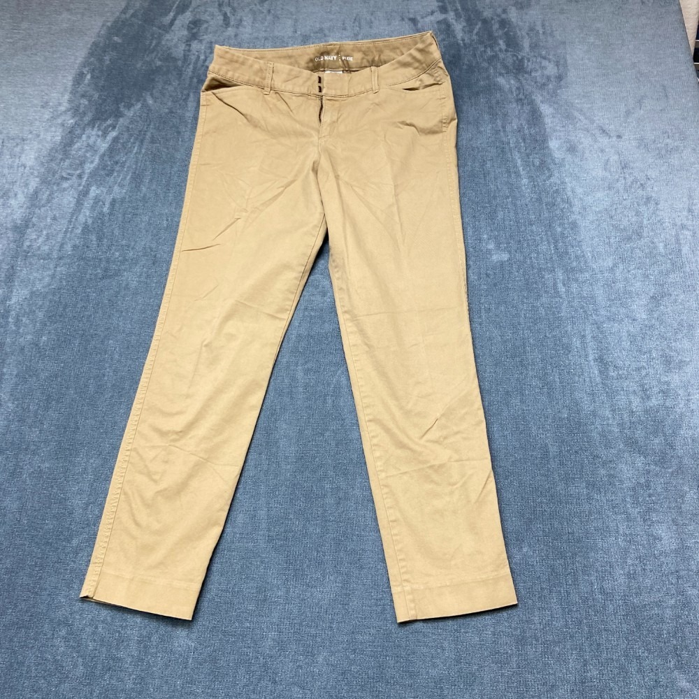 Old Navy Pixie Chino Pants Women 4 Khaki Cotton Stretch Relaxed Fit Straight Leg